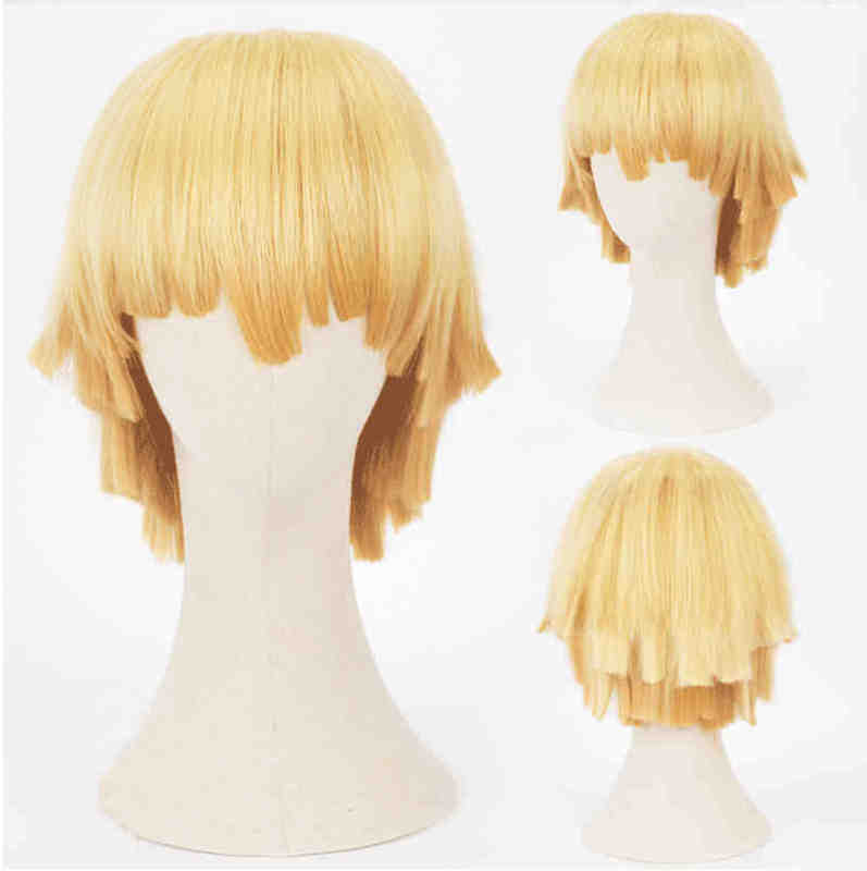 Zenitsu Agatsuma Short Synthetic Cospaly Wig Anime Demon Slayer Kimetsu no Yaiba