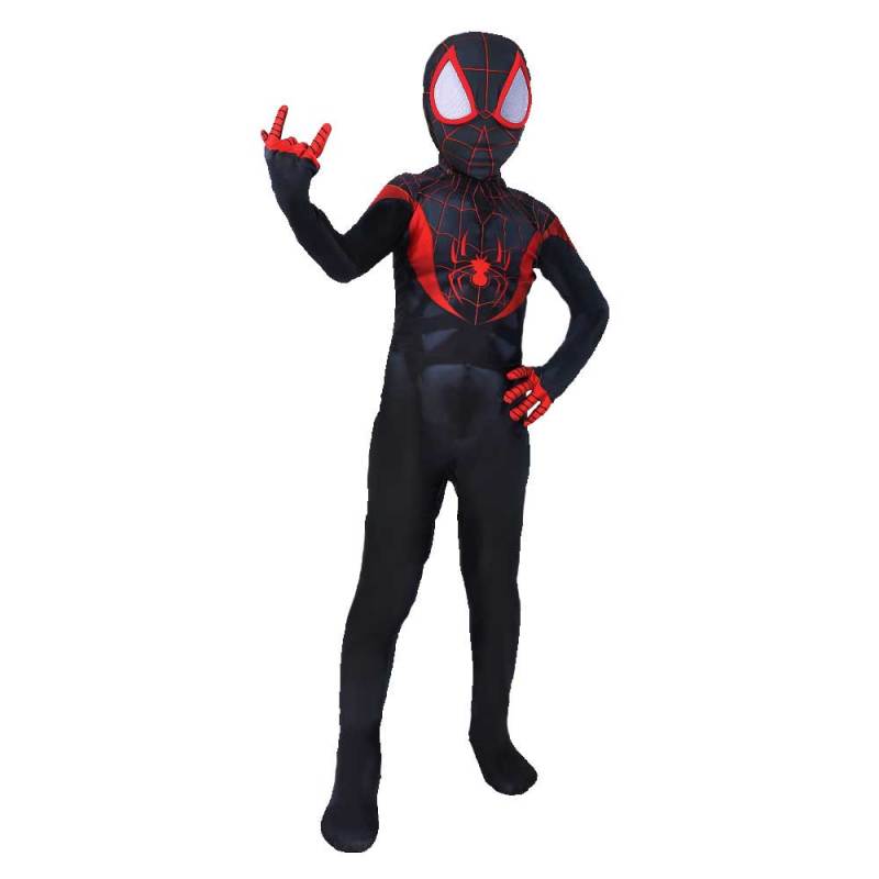 Kids Black Spiderman Cosplay Costume Miles Morales Spider-Man: Into the Spider-Verse