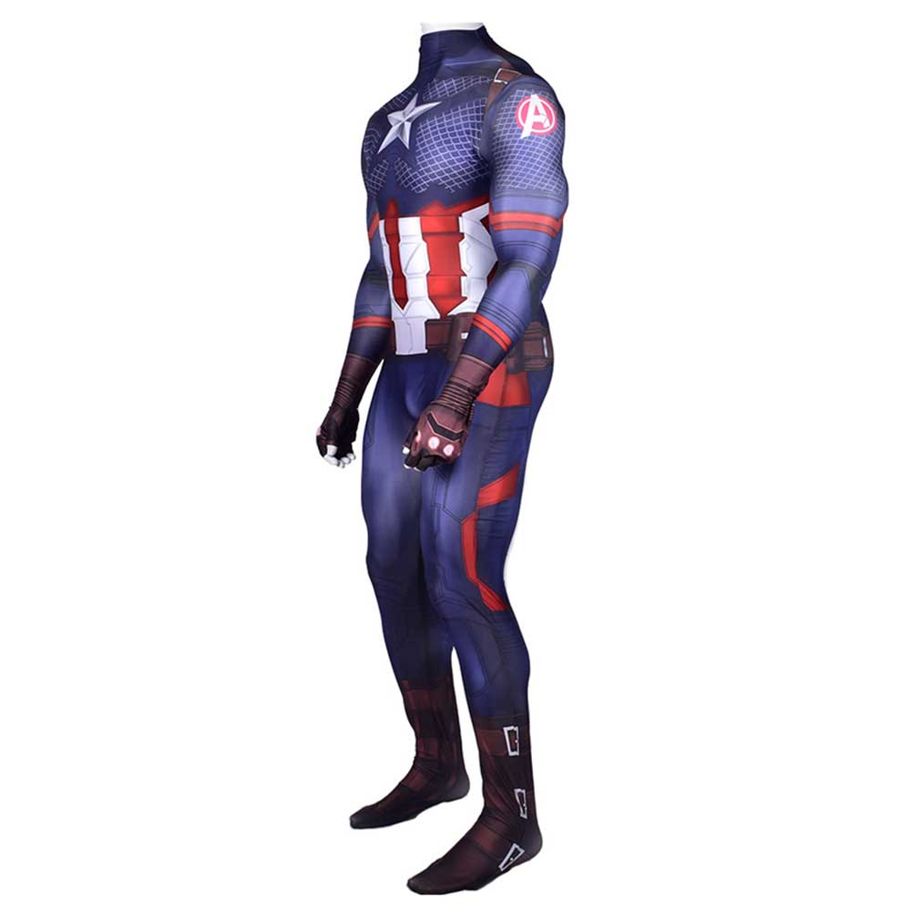 Marvel Avengers: Endgame Steven Rogers Captain America Cosplay Costume Zentai Suit