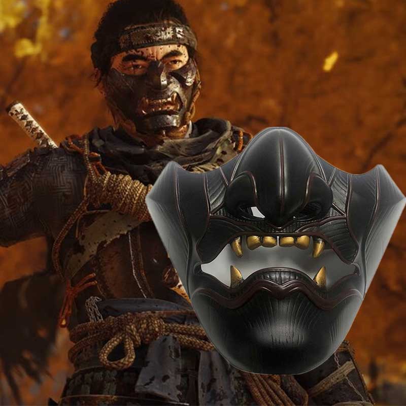 Game Ghost of Tsushima Sakai Half Face Mask Samurai Cosplay