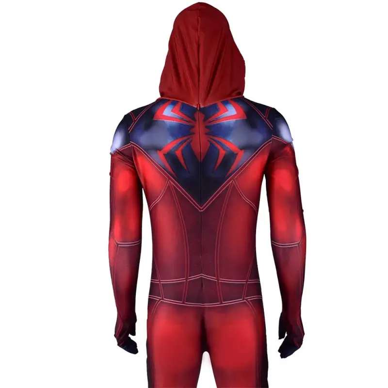 Scarlet Spider Costume Kaine Parker Halloween Cosplay Hooded Jumpsuit