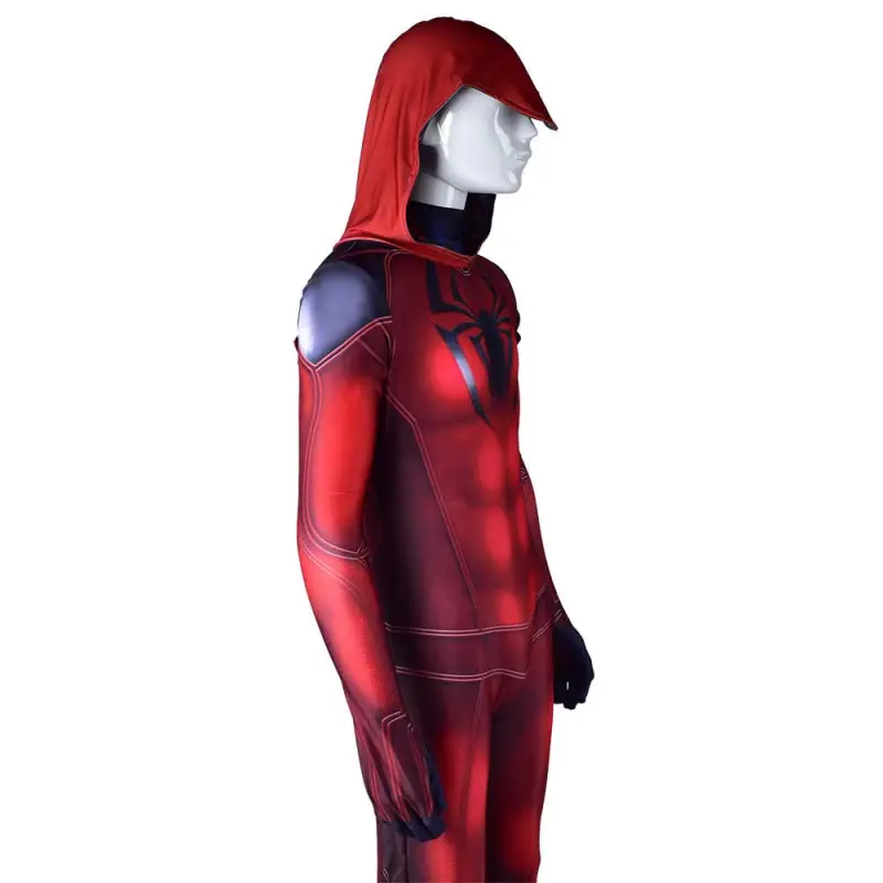 Scarlet Spider Costume Kaine Parker Halloween Cosplay Hooded Jumpsuit