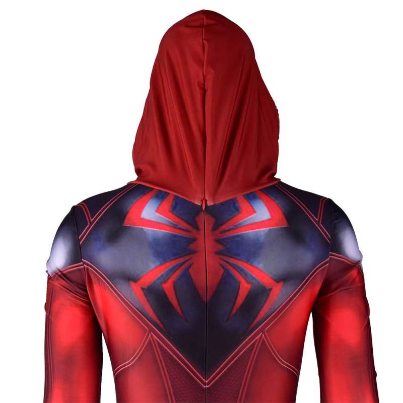 Scarlet Spider Costume Kaine Parker Halloween Cosplay Hooded Jumpsuit