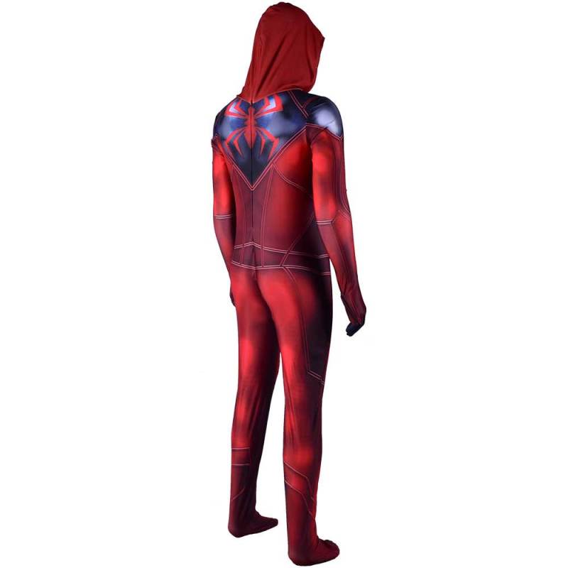 Scarlet Spider Costume Kaine Parker Halloween Cosplay Hooded Jumpsuit