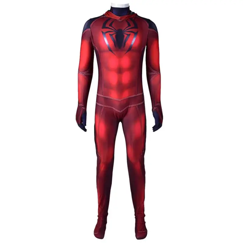 Scarlet Spider Costume Kaine Parker Halloween Cosplay Hooded Jumpsuit