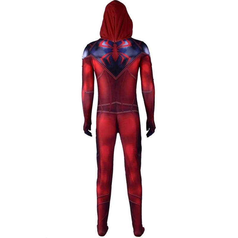 Scarlet Spider Costume Kaine Parker Halloween Cosplay Hooded Jumpsuit