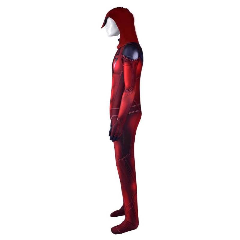 Scarlet Spider Costume Kaine Parker Halloween Cosplay Hooded Jumpsuit