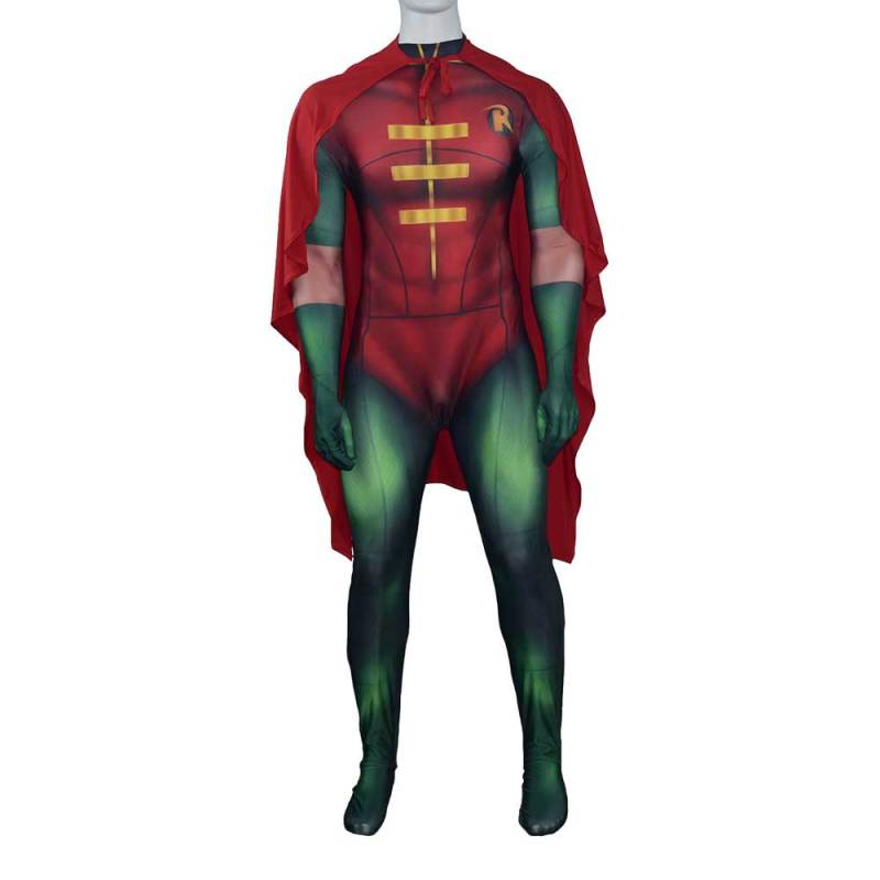 Superhero Robin Costume Boy Wonder Halloween Cosplay Bodysuit Kids Adult