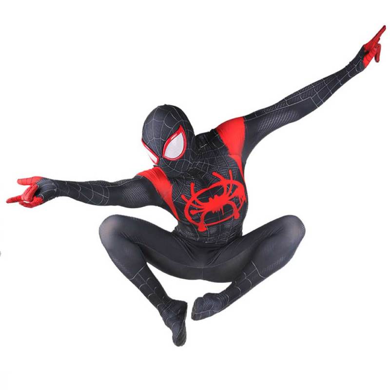 Black Spiderman Miles Morales Halloween Cosplay Costume Adults Kids