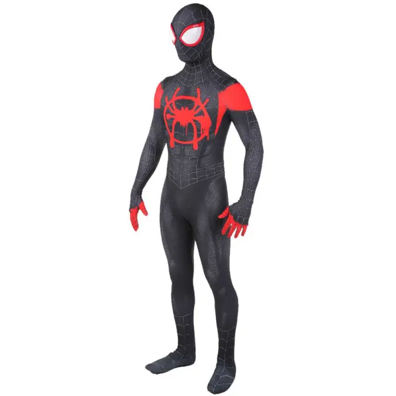 Black Spiderman Miles Morales Halloween Cosplay Costume Adults Kids