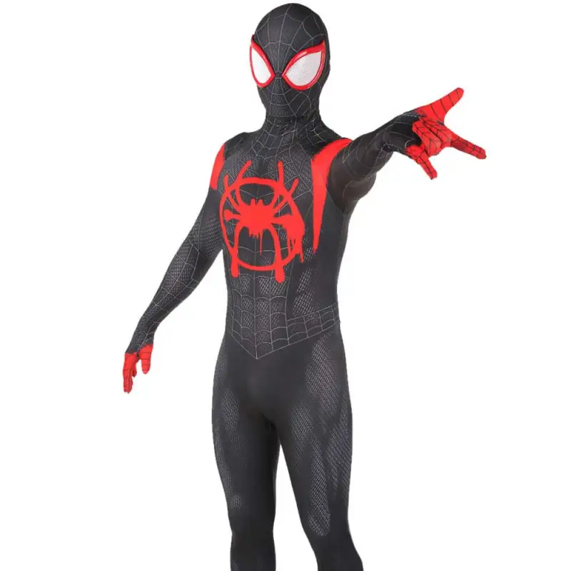 Black Spiderman Miles Morales Halloween Cosplay Costume Adults Kids