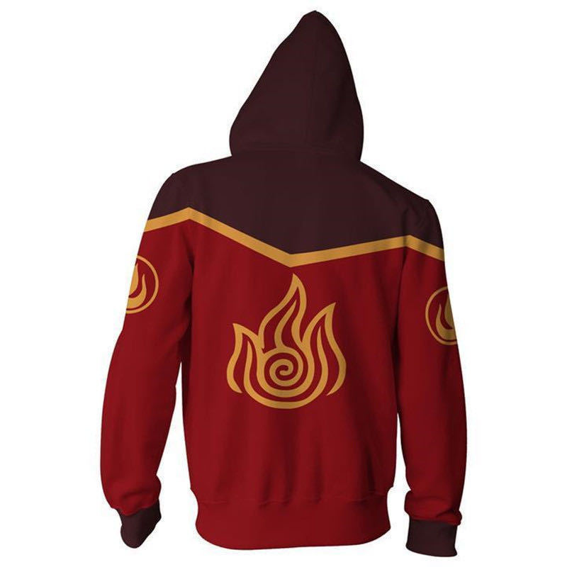 Avatar The Last Airbender Fire Nation Hoodies Zipper Flame Sweatshirt