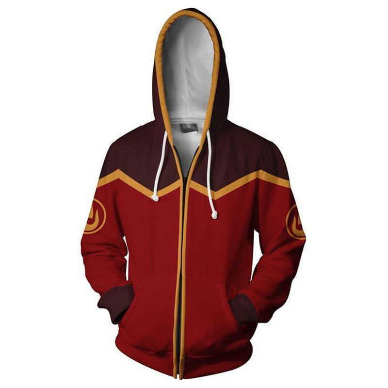 Avatar The Last Airbender Fire Nation Hoodies Zipper Flame Sweatshirt