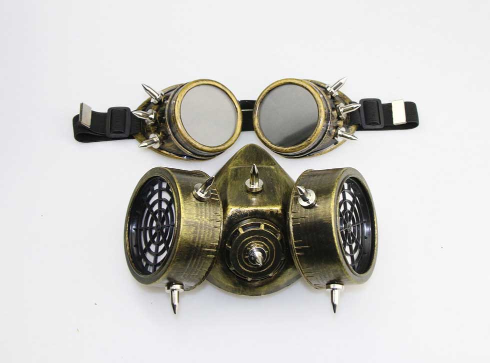  Retro Gothic Steampunk Gas Halloween Cosplay Mask With Victorian Goggles for Halloween Punk Rock Masquerade Props-Takerlama