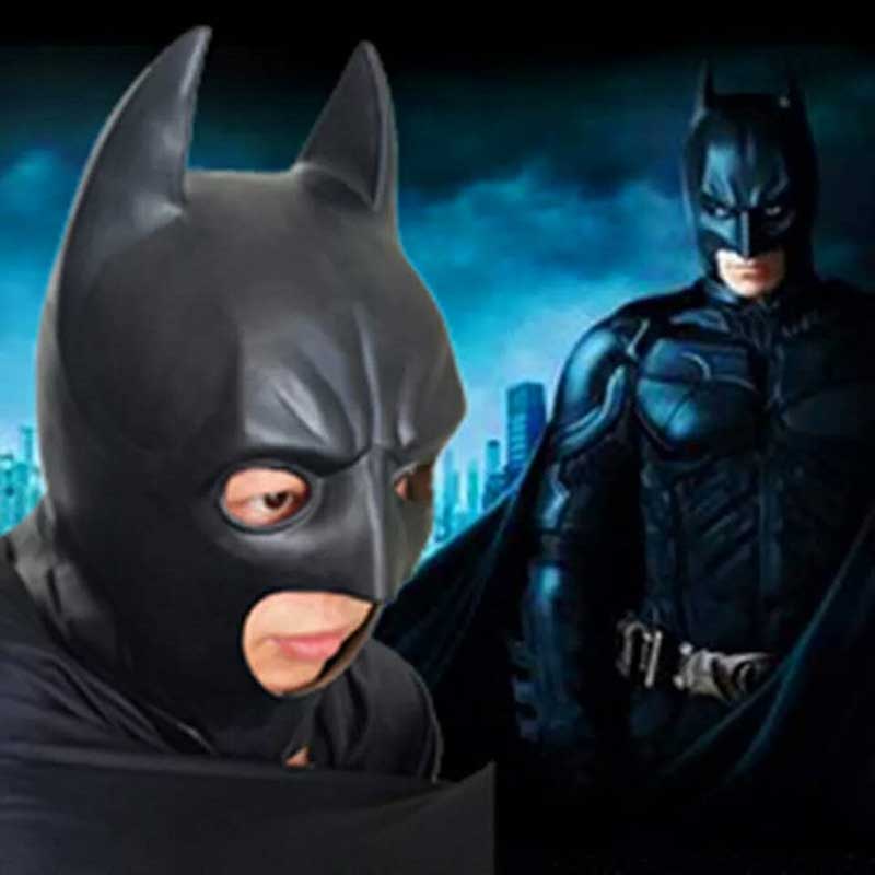 Adult Dark Knight Batman Bruce Wayne Half Face Latex Halloween Mask  Superhero Cosplay-Takerlama