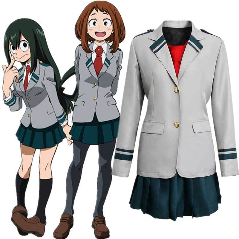 (Ready To Ship)My Hero Academia Deku Tsuyu Ochaco Uraraka School Uniform Cosplay Costume