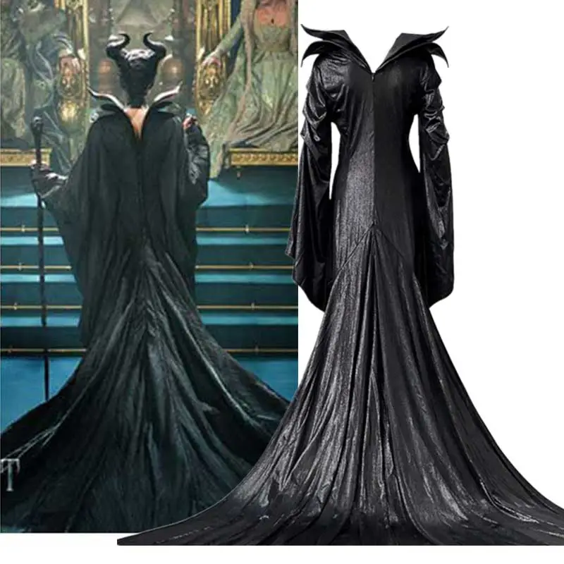 Maleficent 2 Mistress of Evil Dress Angelina Jolie Halloween Cosplay Costume (In Stock) Takerlama,Dress+Hat / XL Maleficent 2 Mistress of Evil Dress Angelina Jolie Halloween Cosplay Costume (In Stock) Takerlama,Dress+Hat / XL