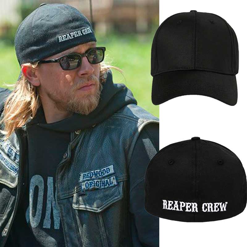 SOA Sons of Anarchy for Reaper Crew Fitted Baseball Cap Hat Embroidered Hat Black-Takerlama 