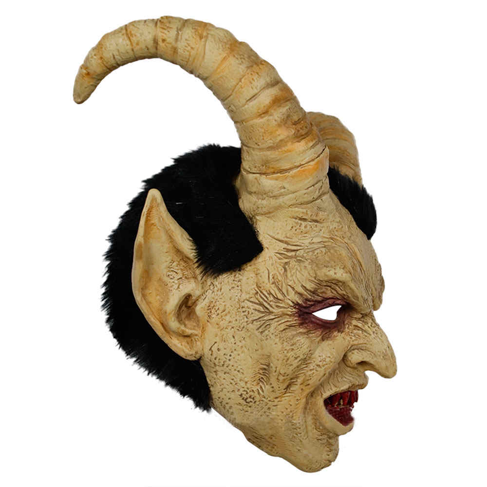 Lucifer Horn latex Masks Halloween Masque Costume Scary Demon Devil Props-Takerlama