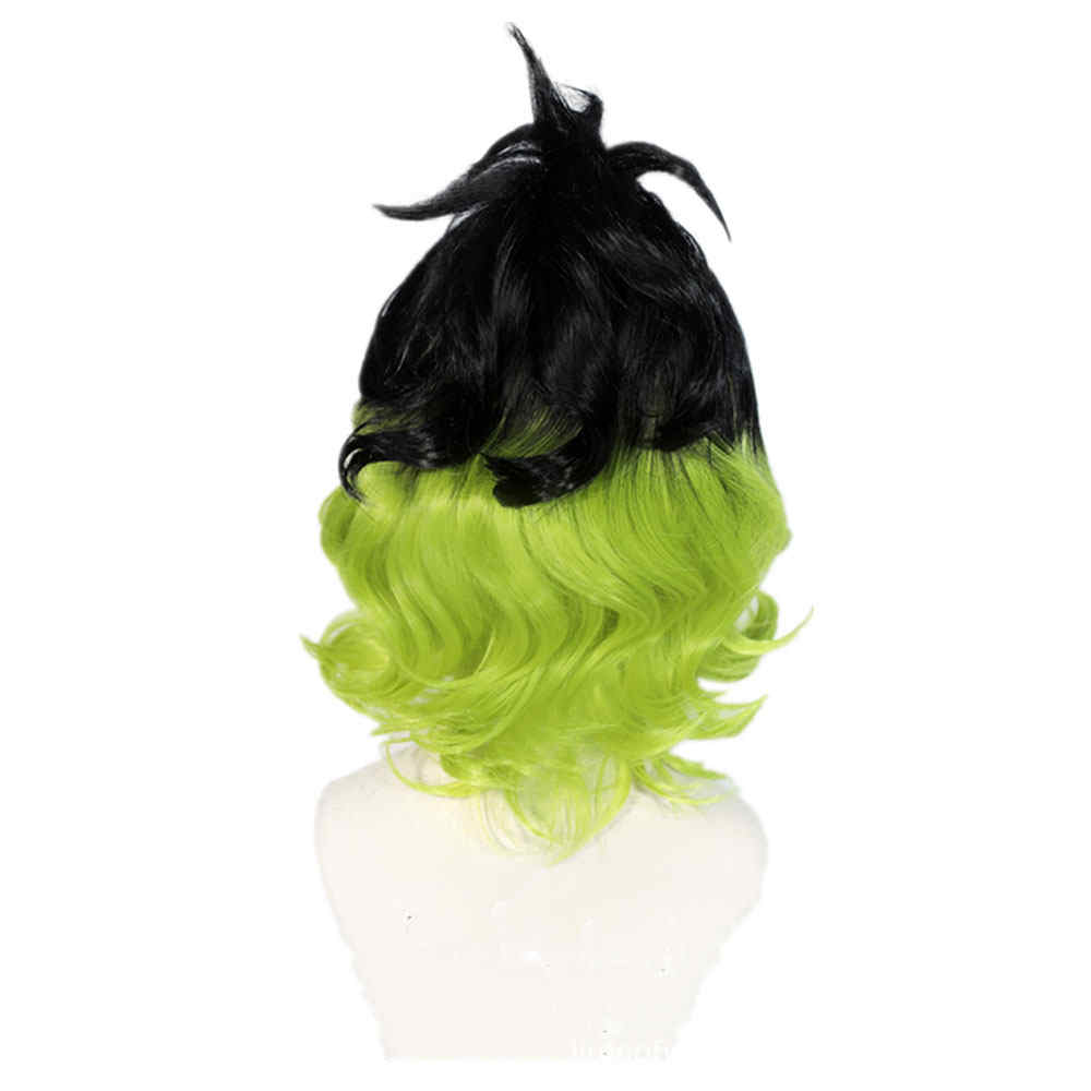 Anime Demon Slayer:Kimetsu no Yaiba Gyuutarou Black/Green Short Cosplay Wig Hair-Takerlama