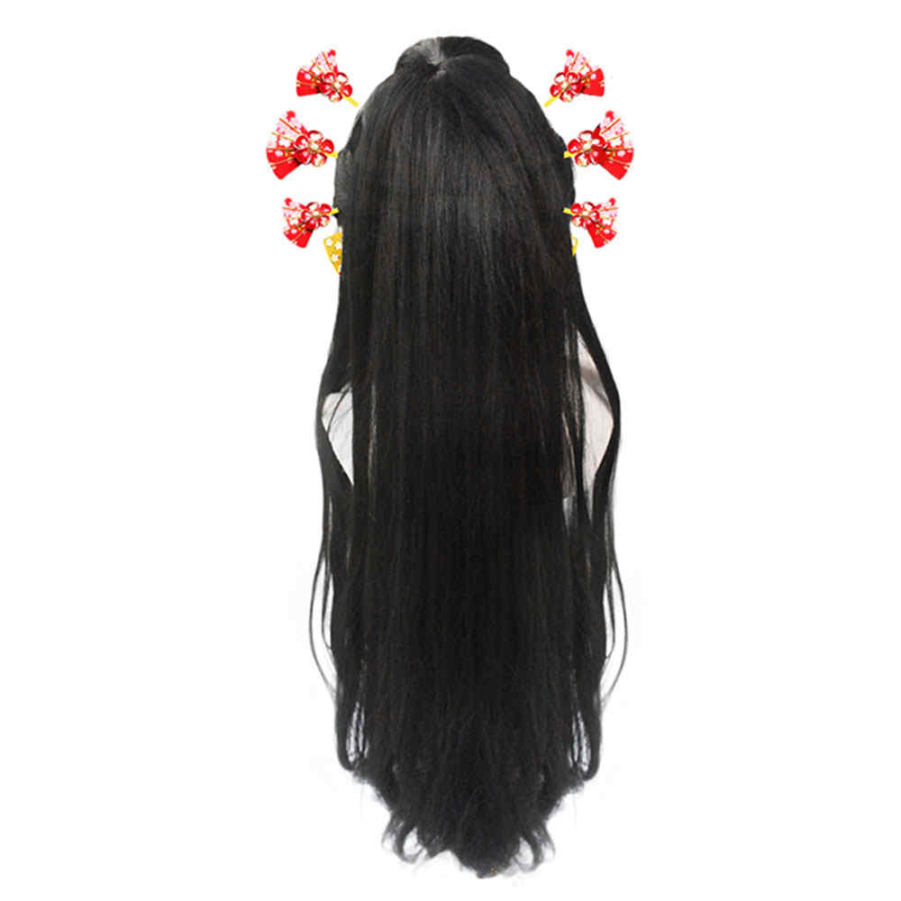 Daki Cosplay Wig Demon Slayer Kimetsu No Yaiba Juuni Kitsuki Green Silver Long Ponytail Synthetic Hair Wig Cap-Takerlama