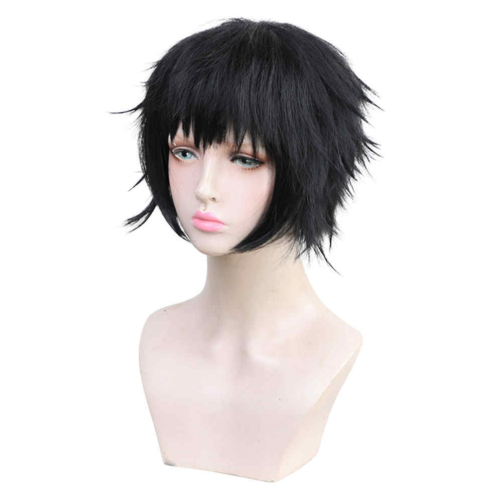 Anime Demon Slayer:Kimetsu no Yaiba Kaigaku Halloween Cosplay Costume Wig Black Short Hair-Takerlama