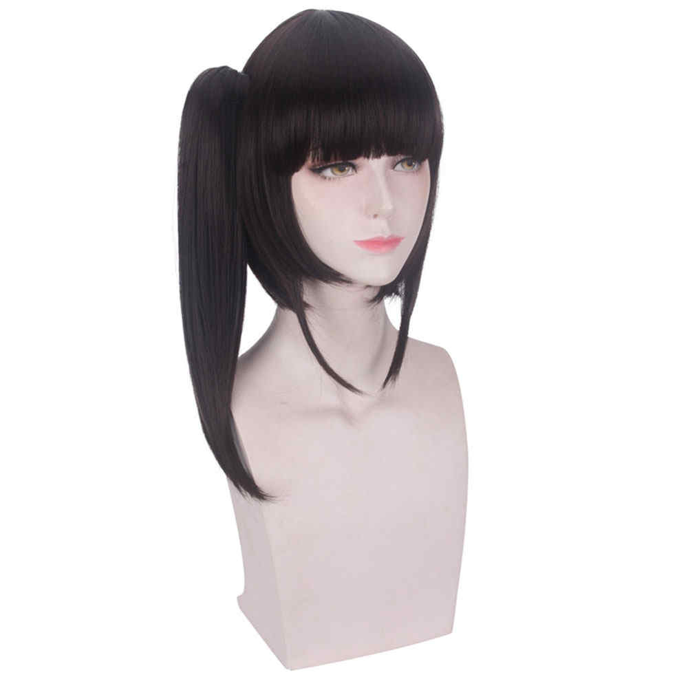 Tsuyuri Kanawo Black Brown Ponytail Halloween Cosplay Wig Anime Demon Slayer:Kimetsu no Yaiba-Takerlama