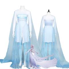 Disney Frozen 2 Elsa Ahtohallan Cave Queen White Blue Gown Cosplay Costume In Stock Takerlama