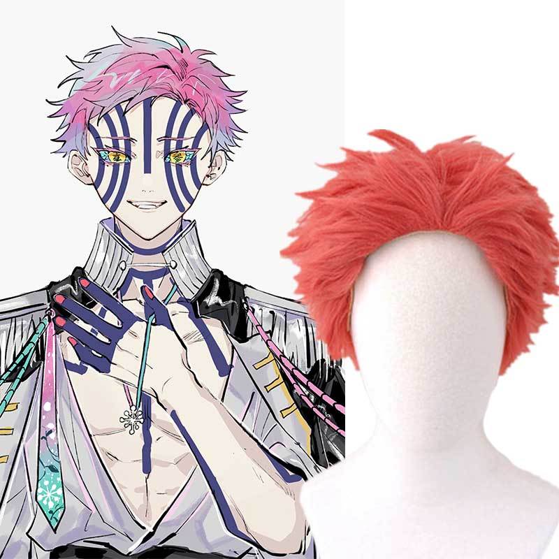 Akaza Short Red Cospaly Wig Anime Demon Slayer Kimetsu no Yaiba