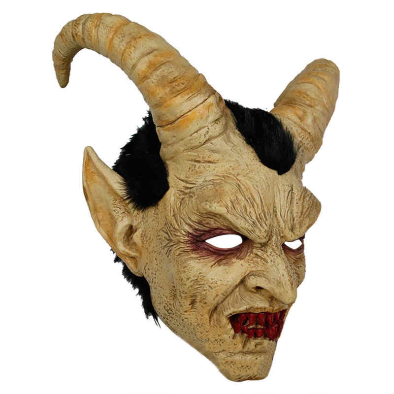 Lucifer Horn Latex Masks Halloween Masque Costume Scary Demon Devil Props