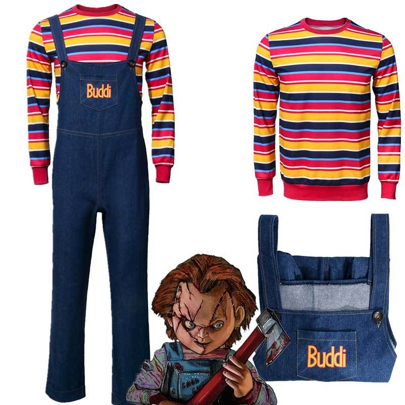 Child's Play Buddi Men Cosplay Costume Chucky Voodoo Halloween Outfits