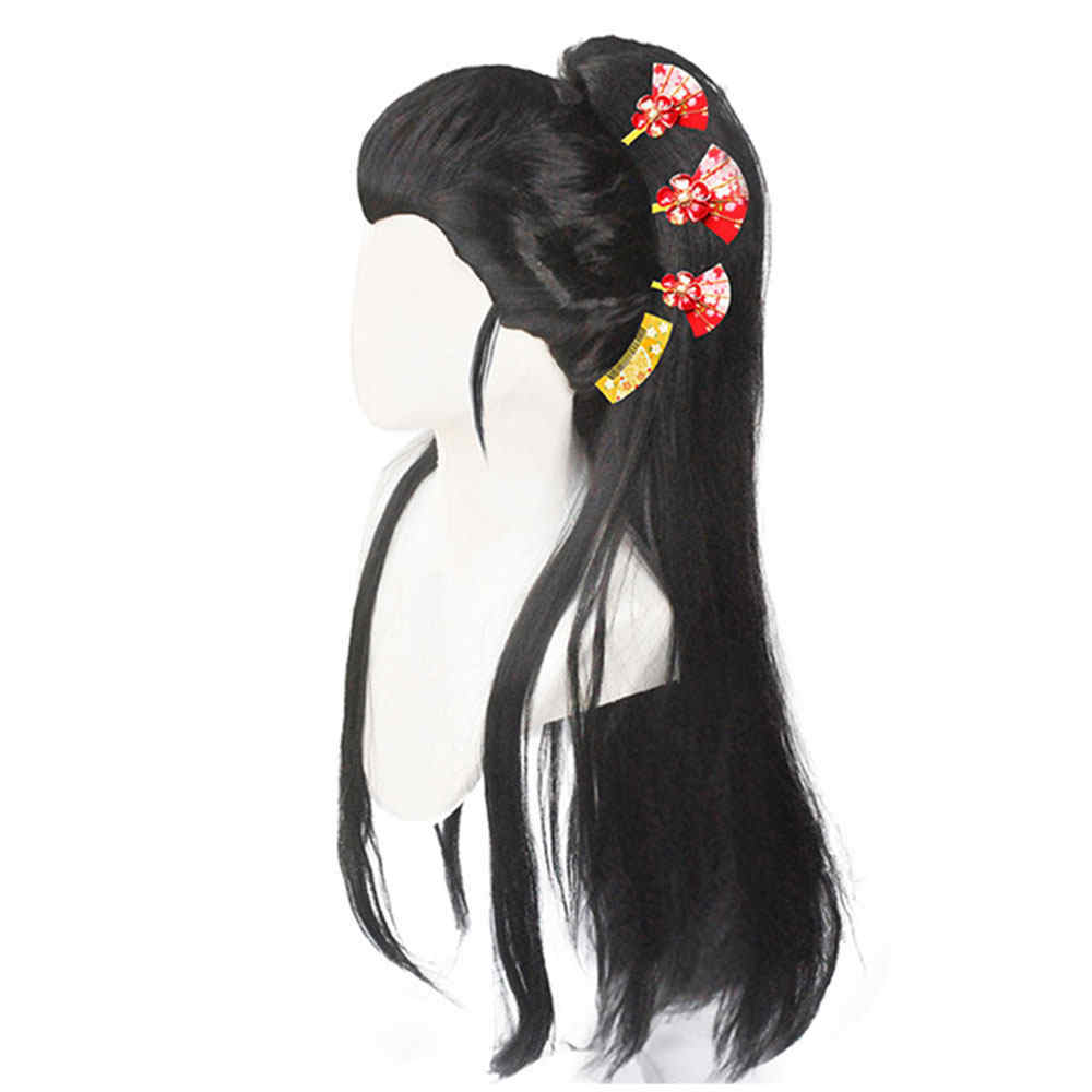 Daki Cosplay Black Wig Demon Slayer Kimetsu No Yaiba Hair With Cap