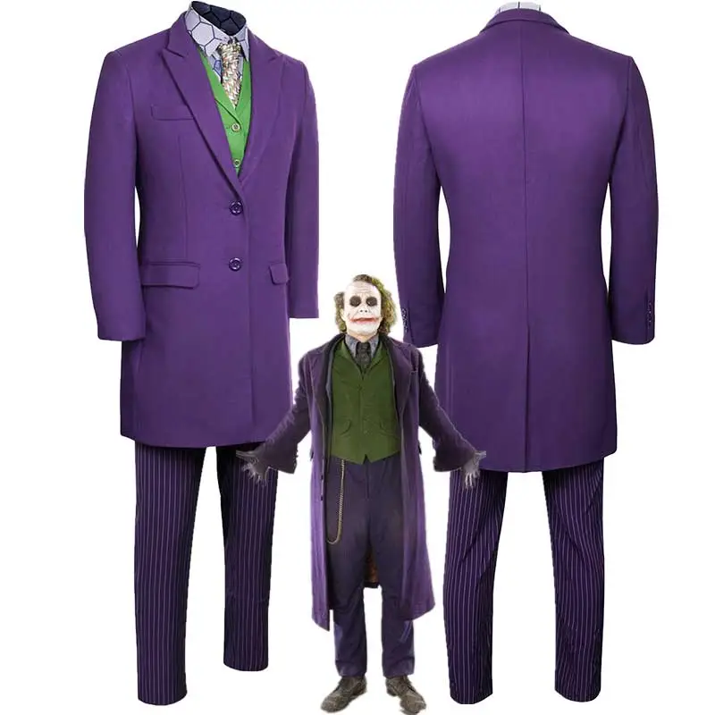 Heath Ledger Joker Halloween Costume Batman Dark Knight Rise Purple Outfits In Stock Takerlama