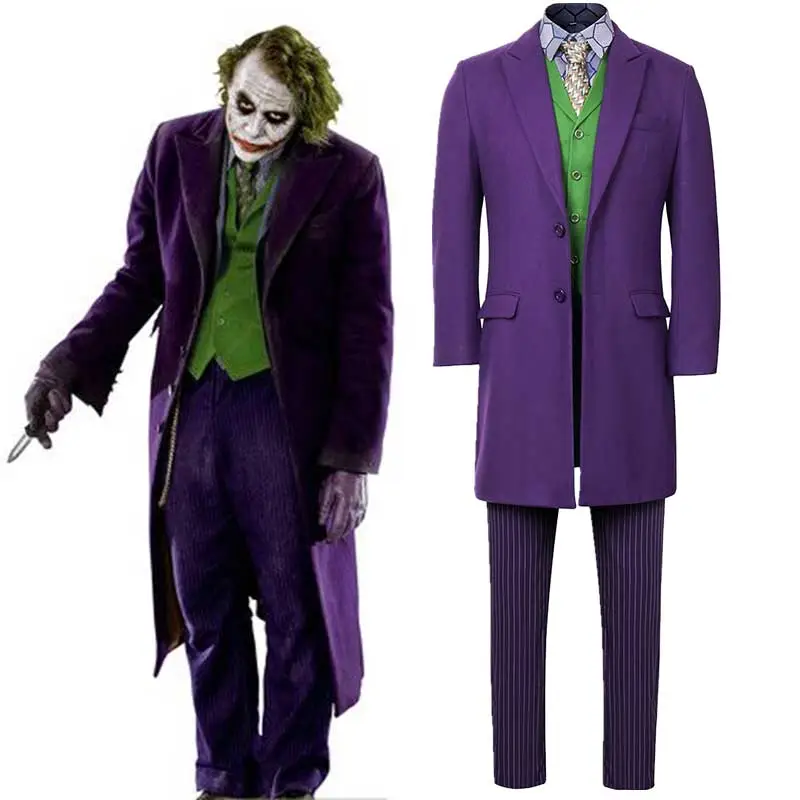 Heath Ledger Joker Halloween Costume Batman Dark Knight Rise Purple Outfits In Stock Takerlama