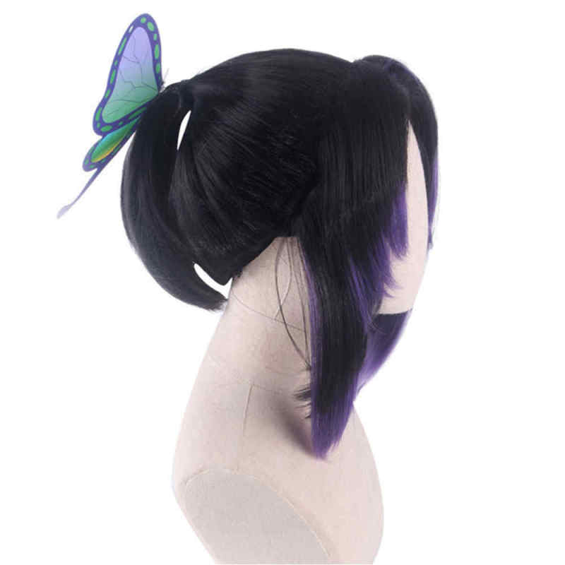 Demon Slayer Shinobu Kocho Cospaly Wig With Butterfly Clip