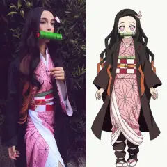 Adults Demon Slayer Kimetsu no Yaiba Nezuko Kamado Women Kimono Halloween Cosplay Costume