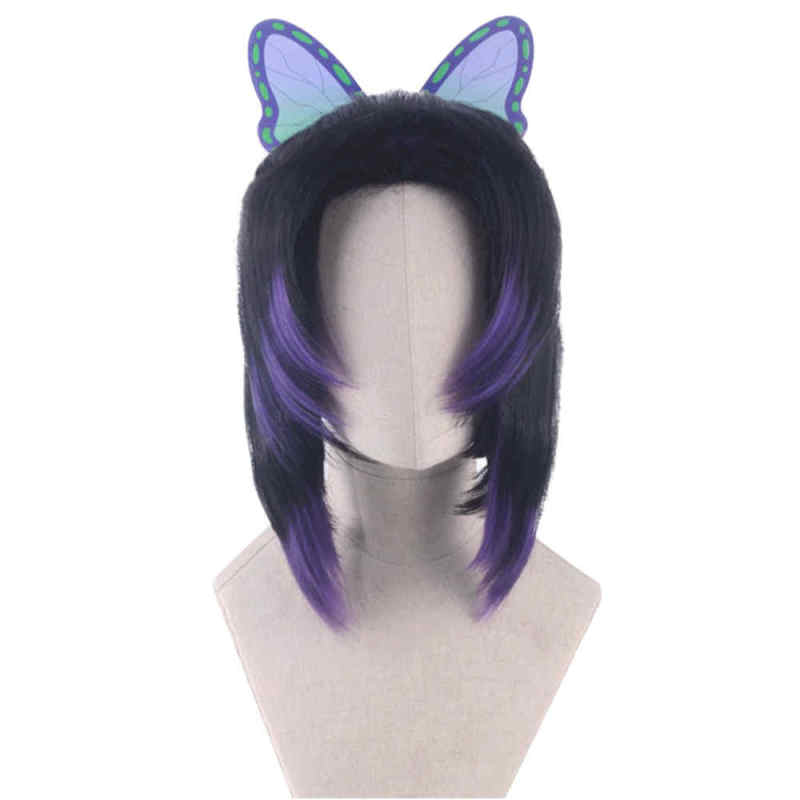 Demon Slayer Shinobu Kocho Cospaly Wig With Butterfly Clip