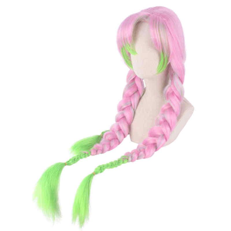 Demon Slayer Kanroji Mitsuri Cosplay Pink Green Gradient Wig