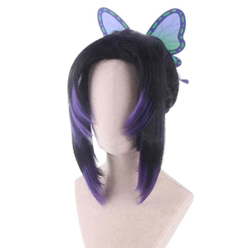 Demon Slayer Shinobu Kocho Cospaly Wig With Butterfly Clip