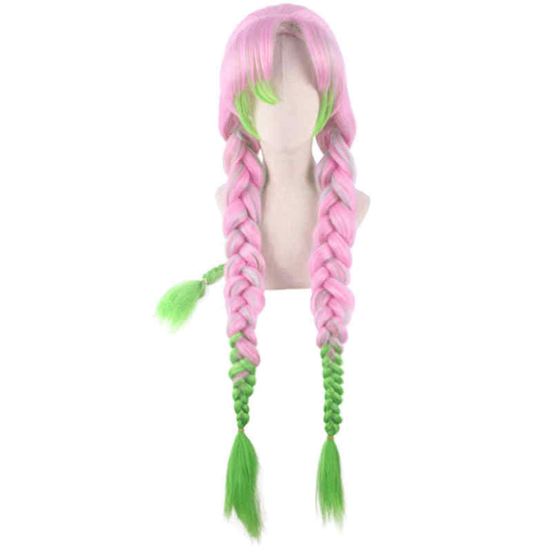 Demon Slayer Kanroji Mitsuri Cosplay Pink Green Gradient Wig