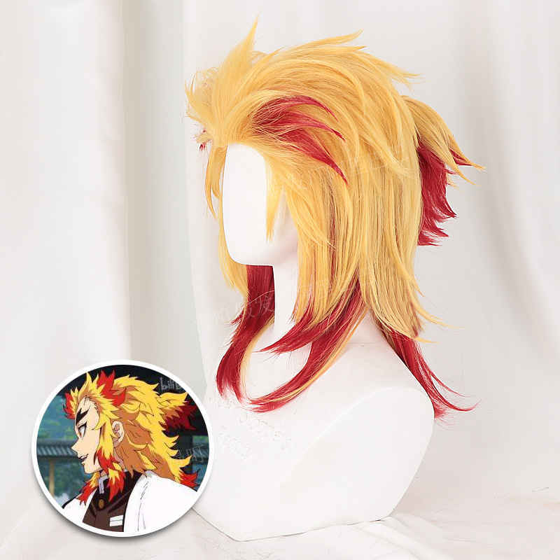 Demon Slayer Kimetsu no Yaiba Rengoku Kyoujurou Wigs Flame Hashira Yellow Hair