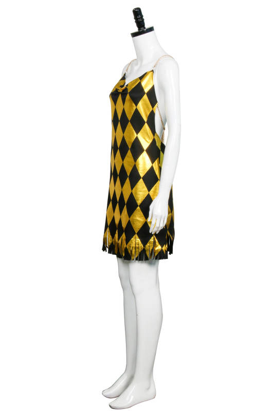 Harley Quinn Cosplay Costume Suicide Squad Female Joker Gold Backless Club Dress In Stock-Takerlama