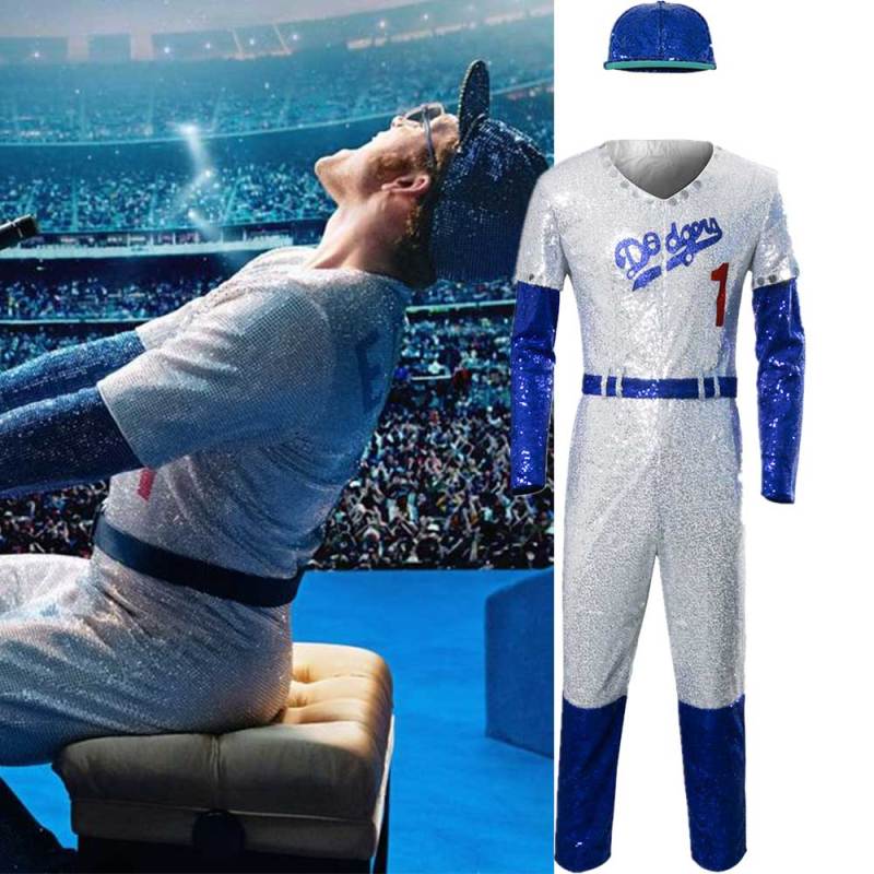 Rocketman Elton John Cosplay Dodgers Baseball Jumpsuit Men Costume （Ready To Ship）