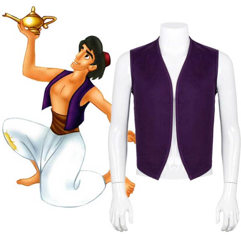 Aladdin Purple Black Vest Adult Men Cosplay Costume(Ready To Ship)