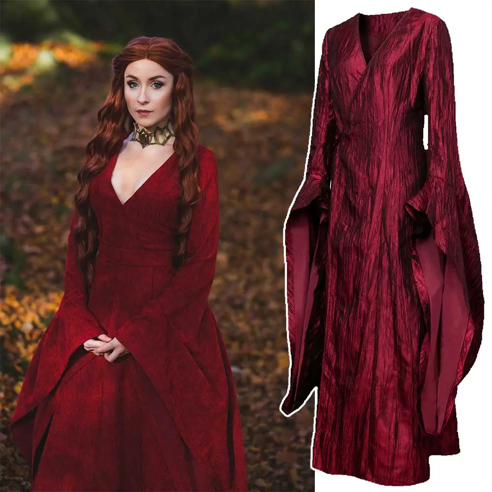 Game of Thrones Season 8 The Final Season Melisandre Halloween Cosplay Costume Red Dress Game of Thrones Season 8 The Final Season Melisandre Halloween Cosplay Costume Red Dress