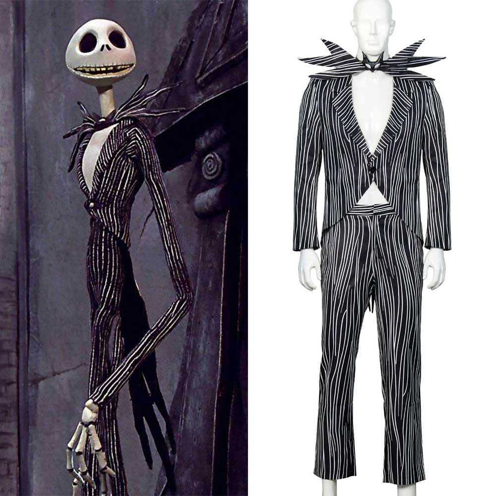 The Nightmare Before Christmas Pumpkin King Jack Skellington The Skeleton Halloween Cosplay Costume Custom Made Suit Outfits Coat Bowtie Trousers Take