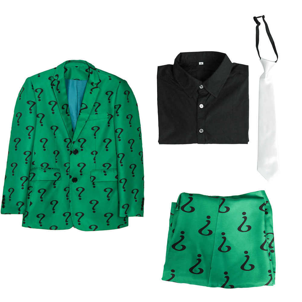Adult Riddler Edward Nigma Nashton Cosplay Costume Men Halloween Uniform