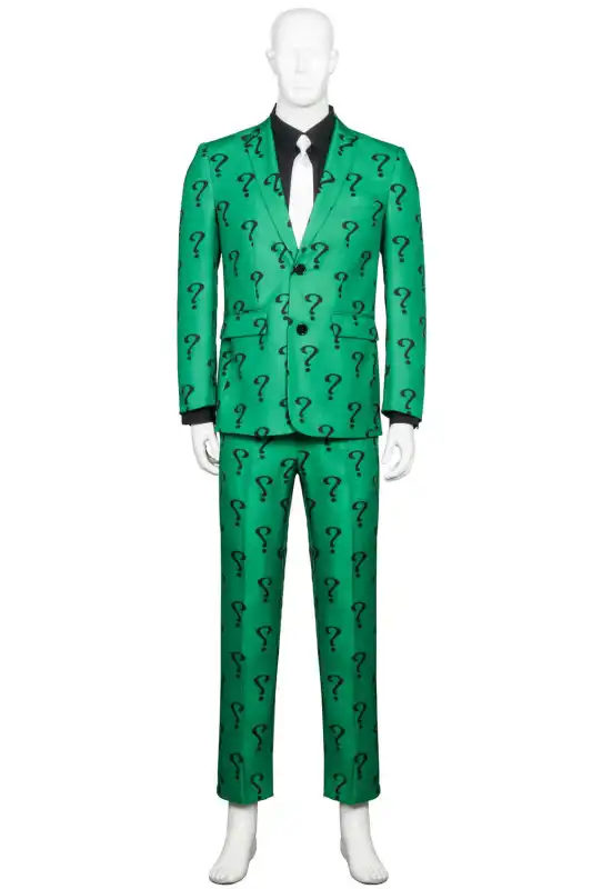 Adult Riddler Edward Nigma Nashton Cosplay Costume Men Halloween Uniform