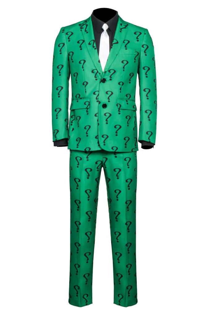 Adult Riddler Edward Nigma Nashton Cosplay Costume Men Halloween Uniform
