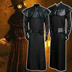 Plague Doctor Halloween Cosplay Costume Medieval Steampunk Black Robe Adult (ready to ship)